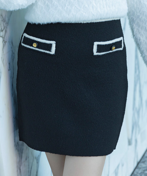 正規品爆買い【新品】NOBLE ヘリンボーンジャガードニットタイトミニスカート スカート
